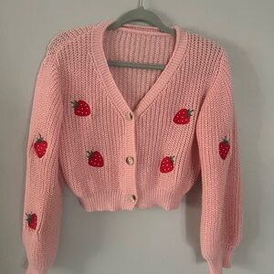 Pink Strawberry Knit Sweater
